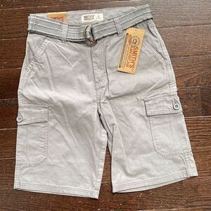 Smiths American Boys Cotton Cargo Shorts with Belt Size 12 Tan Gray New